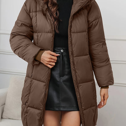 Abrigo Largo de Invierno con Capucha para Mujer
