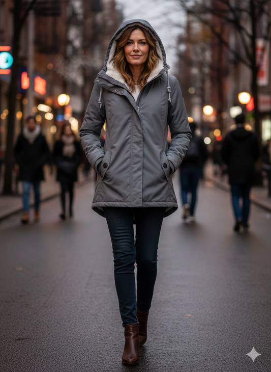 Chaqueta con Capucha y Cremallera para Mujer (Colección 2025/26). Abrigo de Invierno Forrado en Felpa Gruesa, Estilo Parka Casual con Bolsillos