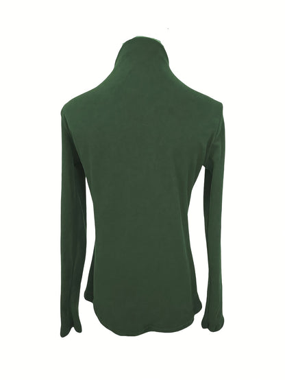 Camiseta jersey térmica de terciopelo con Cuello Redondo y Diseño Patchwork para Mujer