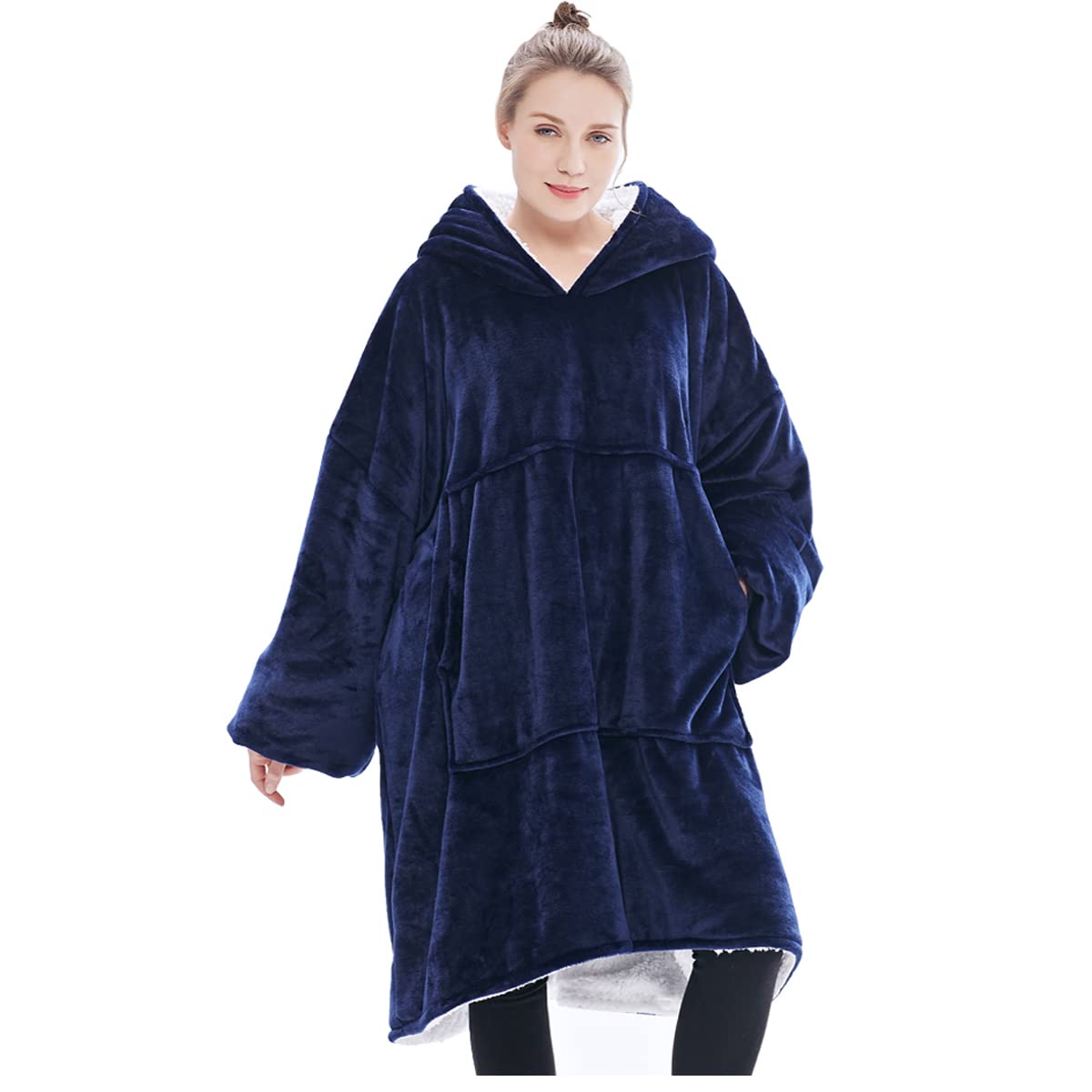 FELOVE Sudadera con Capucha, manta usable,Grande Hoodie Sudadera con de Gran tamaño, Talla Única, cálida, Suave, y cómoda Sudadera, para Adultos, Hombres, Mujeres, Adolescentes.