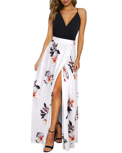 Newshows Women's Summer Dress V Neck Long Slit Maxi Elegant Wedding Guest Dress