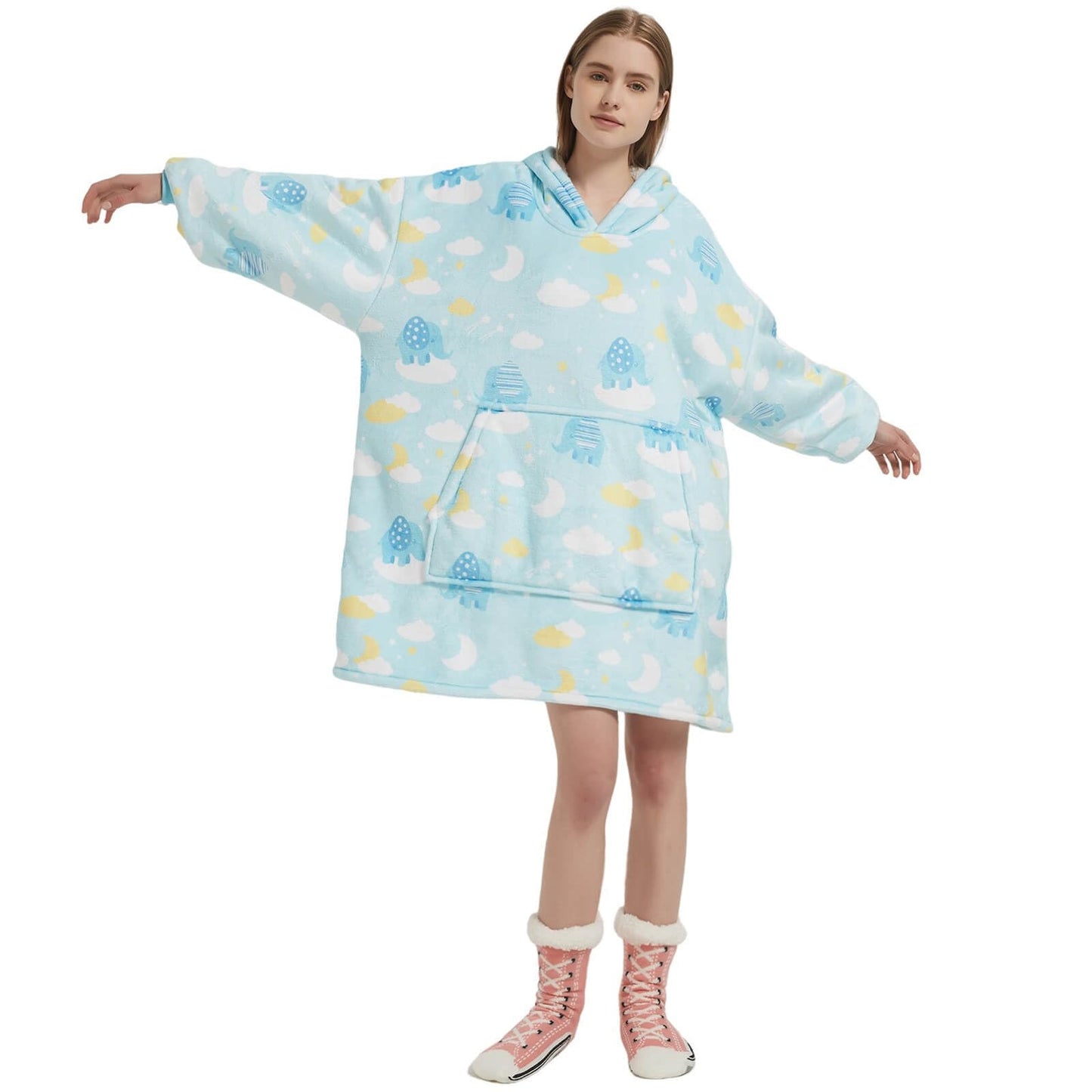 FELOVE Sudadera con Capucha, manta usable,Grande Hoodie Sudadera con de Gran tamaño, Talla Única, cálida, Suave, y cómoda Sudadera, para Adultos, Hombres, Mujeres, Adolescentes.