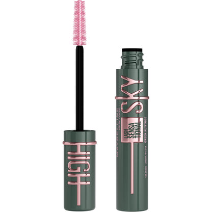 Maybelline New York, Máscara de Pestañas Lash Sensational Sky High con Cepillo Flexible y Extracto de Bambú, Volumen y Longitud Extrema para Pestañas Largas y Definidas, 7.2 ml, Tono 01, Negro