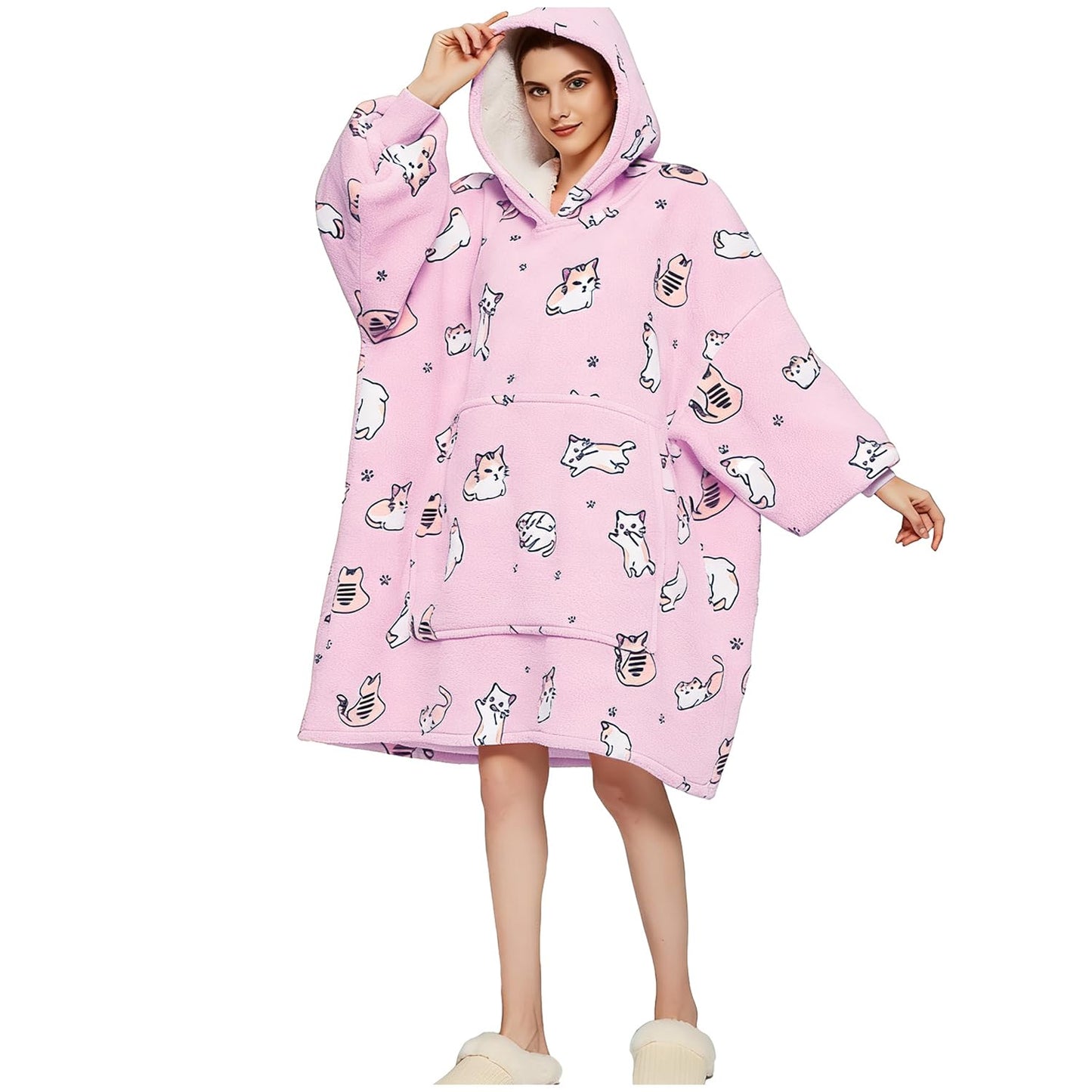 FELOVE Sudadera con Capucha, manta usable,Grande Hoodie Sudadera con de Gran tamaño, Talla Única, cálida, Suave, y cómoda Sudadera, para Adultos, Hombres, Mujeres, Adolescentes.