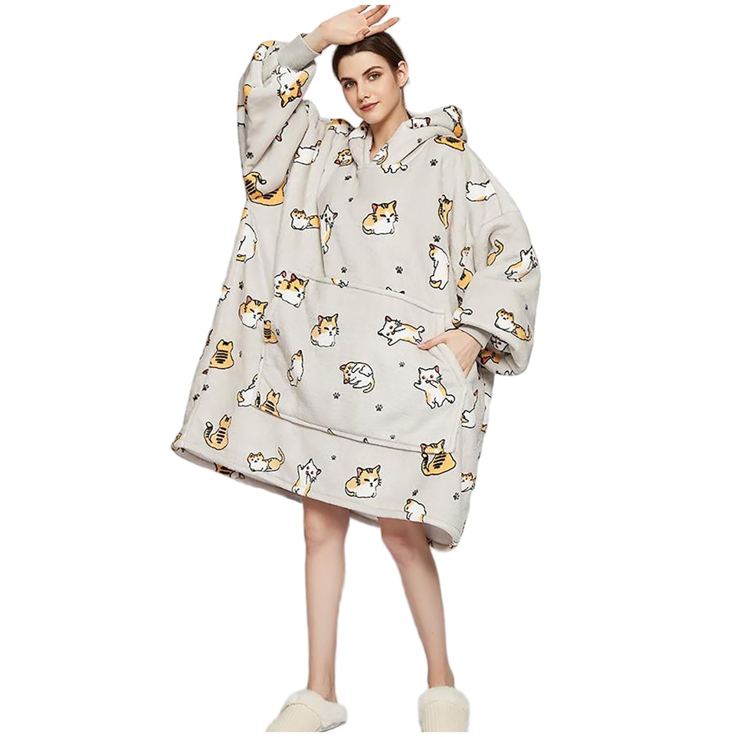 FELOVE Sudadera con Capucha, manta usable,Grande Hoodie Sudadera con de Gran tamaño, Talla Única, cálida, Suave, y cómoda Sudadera, para Adultos, Hombres, Mujeres, Adolescentes.