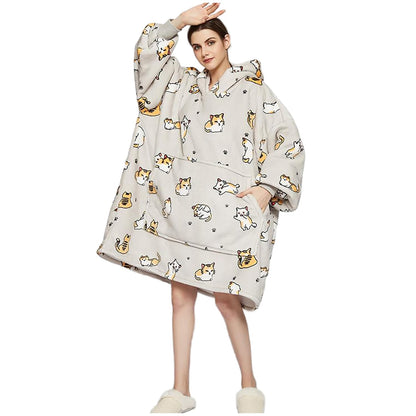 FELOVE Sudadera con Capucha, manta usable,Grande Hoodie Sudadera con de Gran tamaño, Talla Única, cálida, Suave, y cómoda Sudadera, para Adultos, Hombres, Mujeres, Adolescentes.