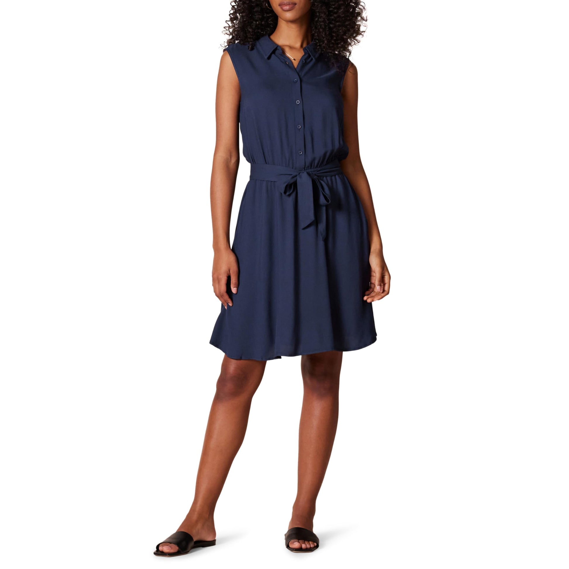 Amazon Essentials Women's Relaxed Fit Sleeveless Woven Shirt Dress