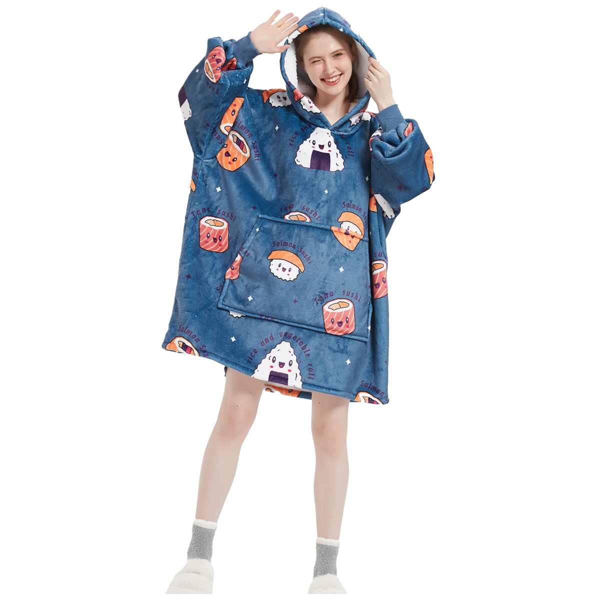 FELOVE Sudadera con Capucha, manta usable,Grande Hoodie Sudadera con de Gran tamaño, Talla Única, cálida, Suave, y cómoda Sudadera, para Adultos, Hombres, Mujeres, Adolescentes.