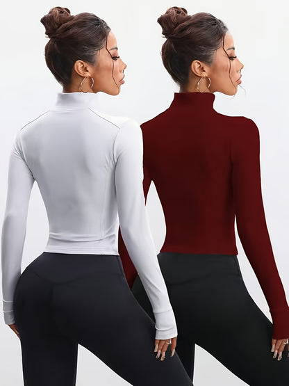 Set of 2 Women's Slim-Fit Sports Jackets with Zipper – Yoga, Running and Casual Style