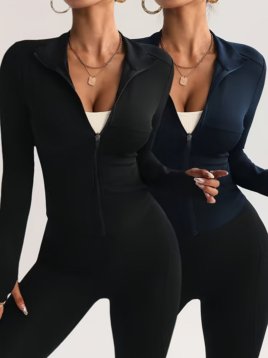 Conjunto 2 chaquetas Deportivas Femenino Slim-Fit con Cremallera – Yoga, Running y Estilo Casual