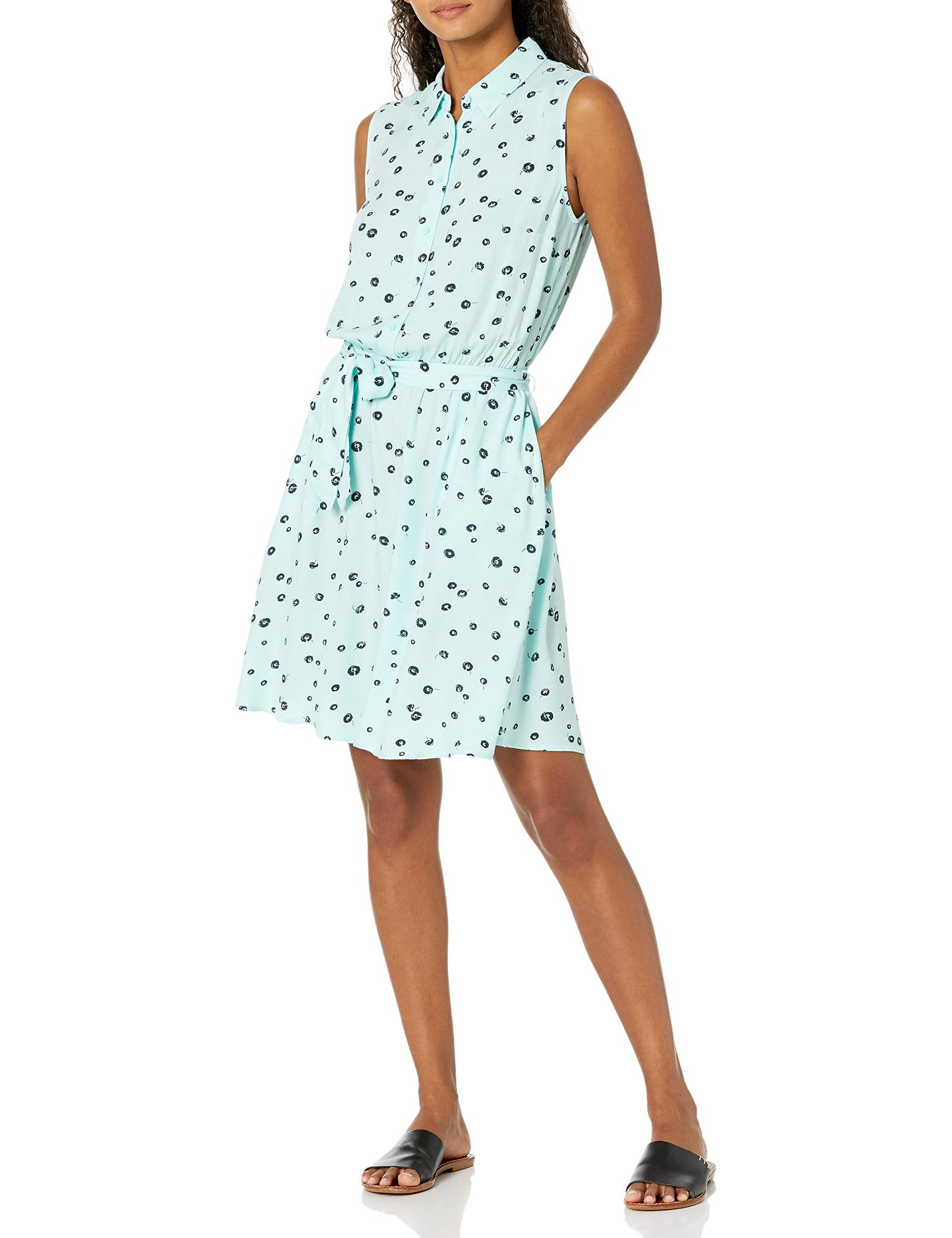 Amazon Essentials Women's Relaxed Fit Sleeveless Woven Shirt Dress