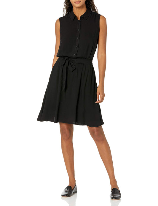 Amazon Essentials Women's Relaxed Fit Sleeveless Woven Shirt Dress