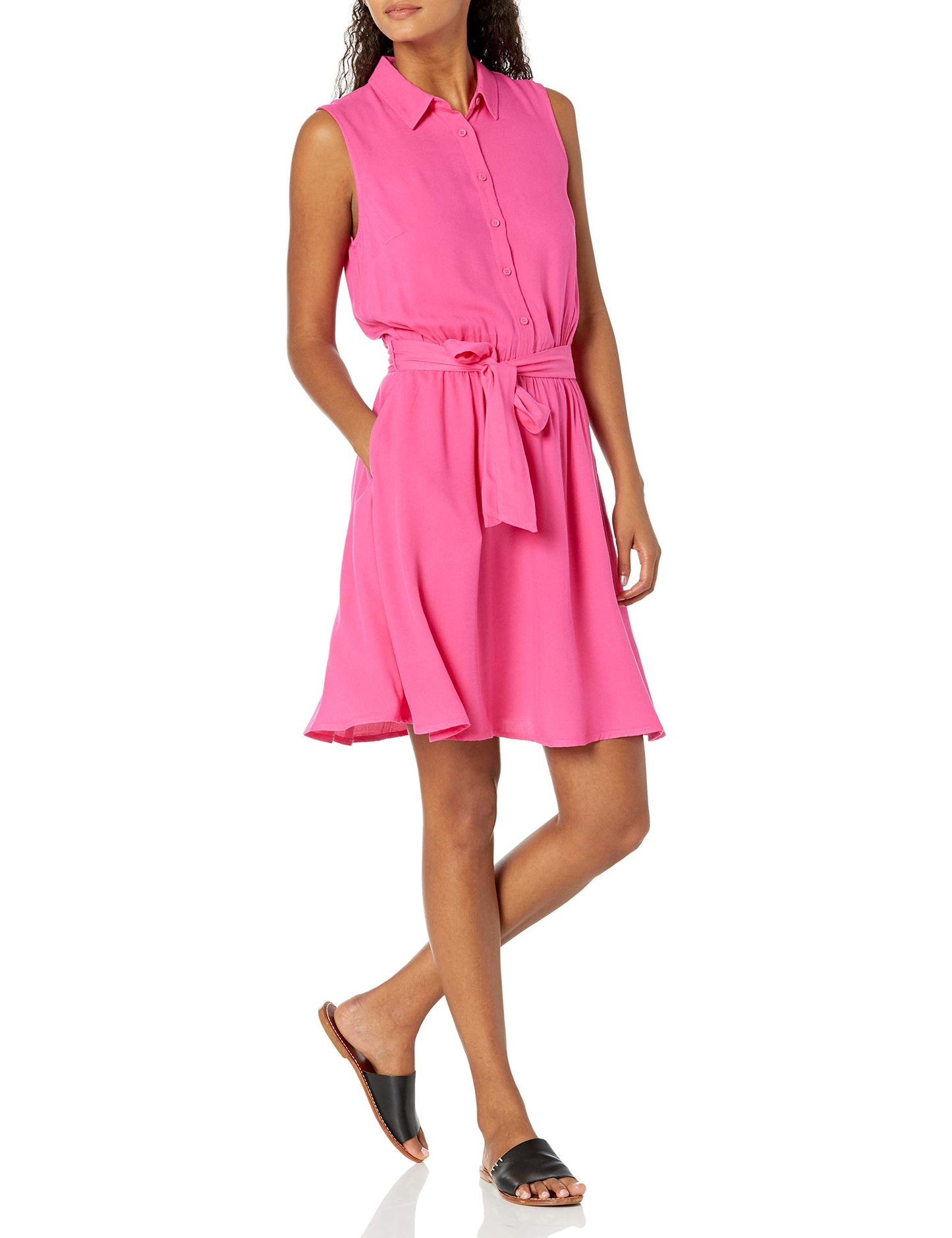 Amazon Essentials Women's Relaxed Fit Sleeveless Woven Shirt Dress
