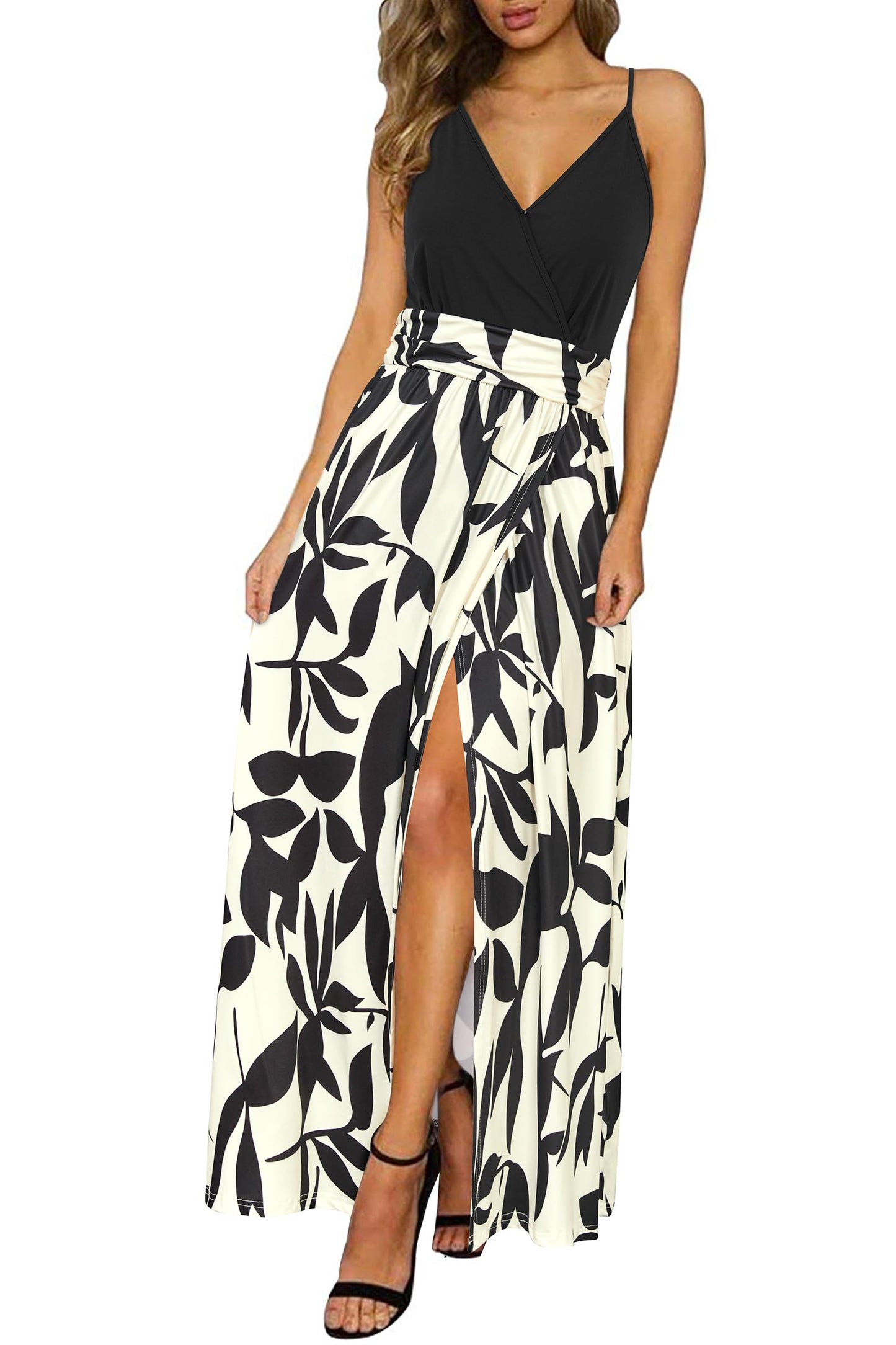Newshows Women's Summer Dress V Neck Long Slit Maxi Elegant Wedding Guest Dress