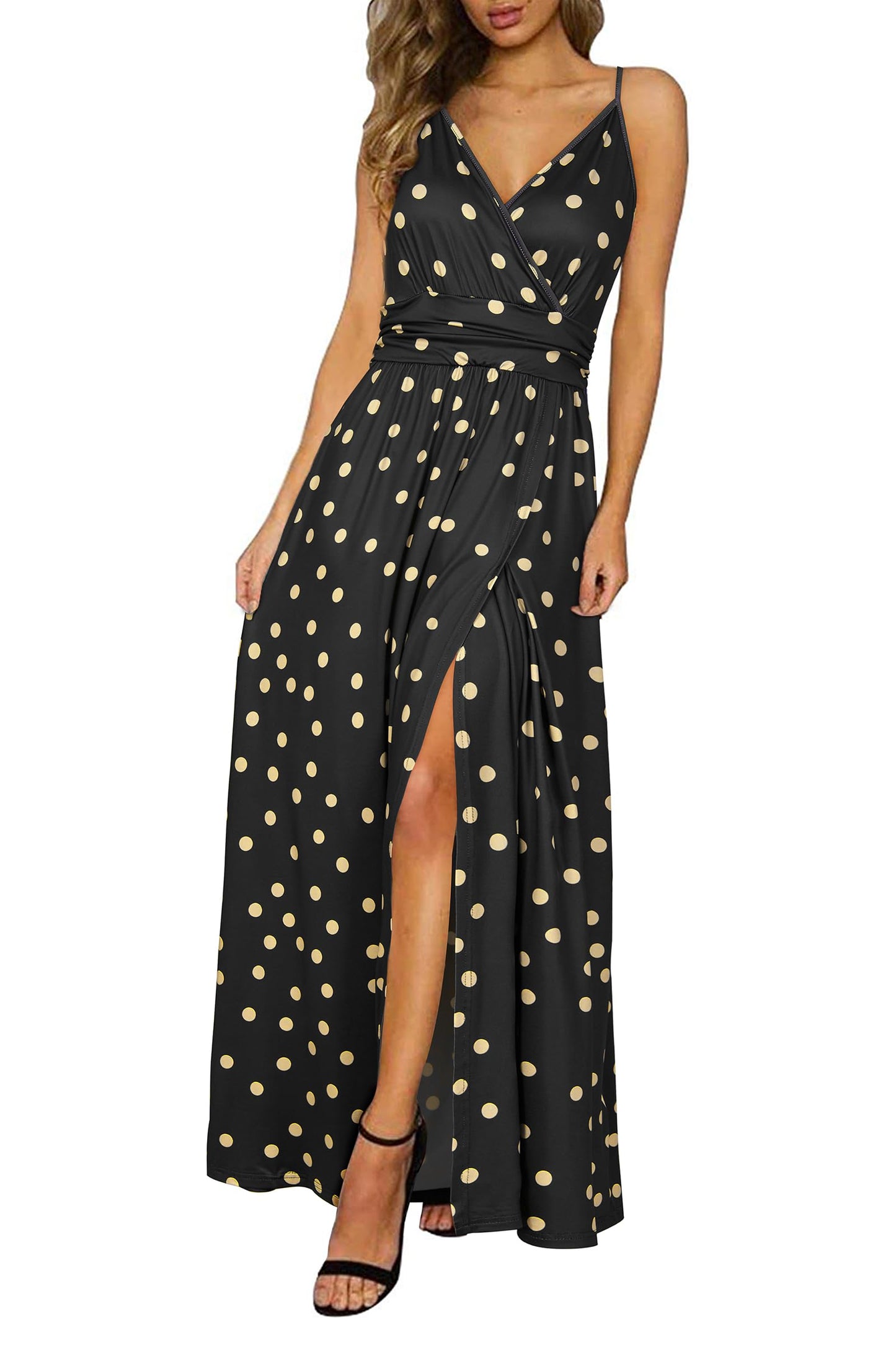Newshows Women's Summer Dress V Neck Long Slit Maxi Elegant Wedding Guest Dress
