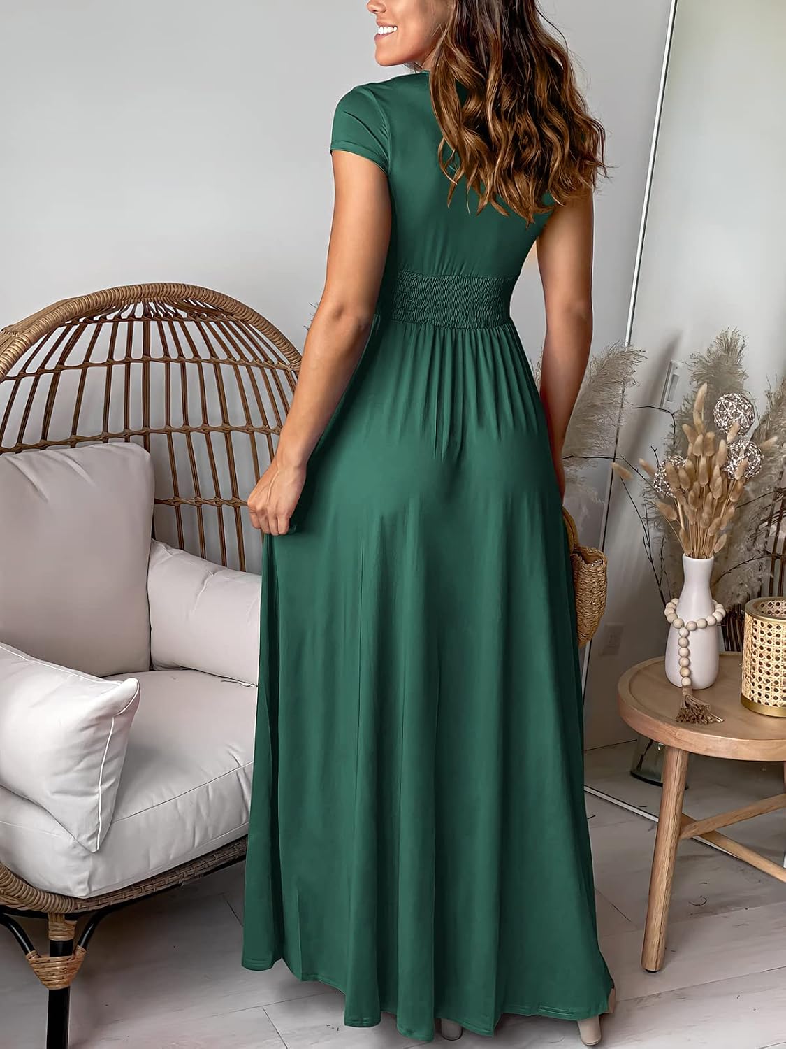 Long Dress Women Short Sleeve Dress Women Summer Elegant Dresses V Neck Split Summer Beach Party