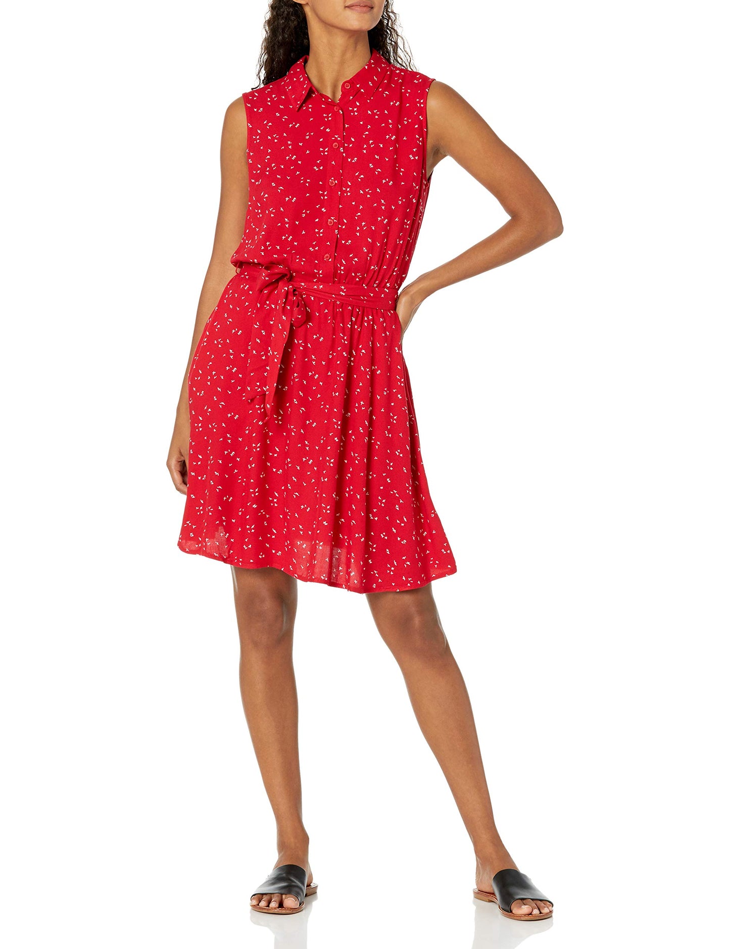 Amazon Essentials Women's Relaxed Fit Sleeveless Woven Shirt Dress