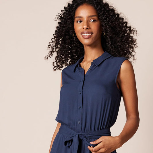 Amazon Essentials Women's Relaxed Fit Sleeveless Woven Shirt Dress