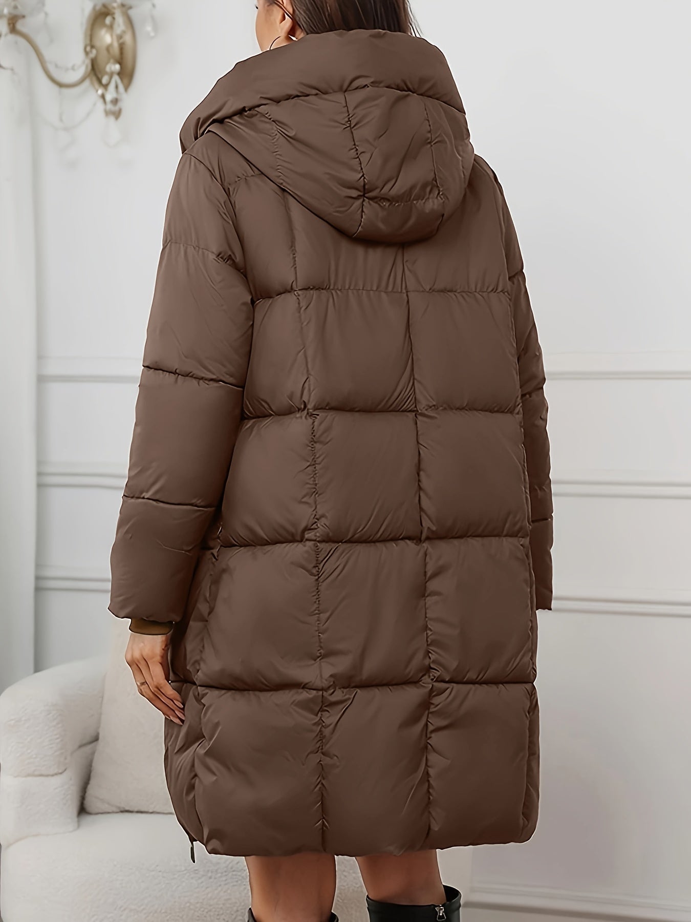 Abrigo Largo de Invierno con Capucha para Mujer