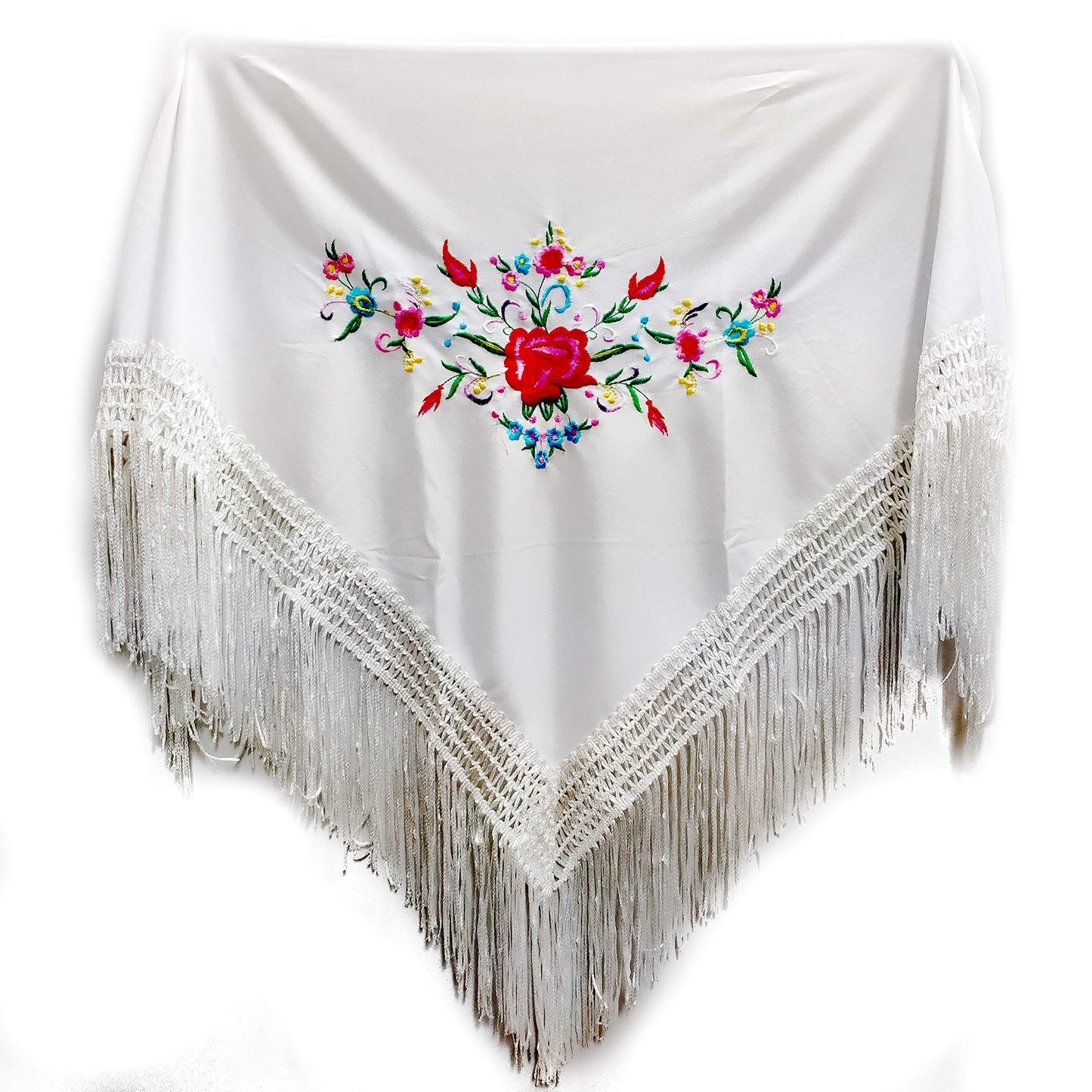 MUNDDY - Embroidered Shawl in Flowers for girl. Sevillana Flamenco Shawls.Shawl for party Red Black Pink White Yellow Blue. Shipping from madrid with monitoring. …