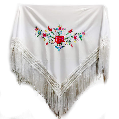 MUNDDY - Embroidered Shawl in Flowers for girl. Sevillana Flamenco Shawls.Shawl for party Red Black Pink White Yellow Blue. Shipping from madrid with monitoring. …