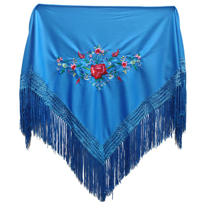 MUNDDY - Embroidered Shawl in Flowers for girl. Sevillana Flamenco Shawls.Shawl for party Red Black Pink White Yellow Blue. Shipping from madrid with monitoring. …