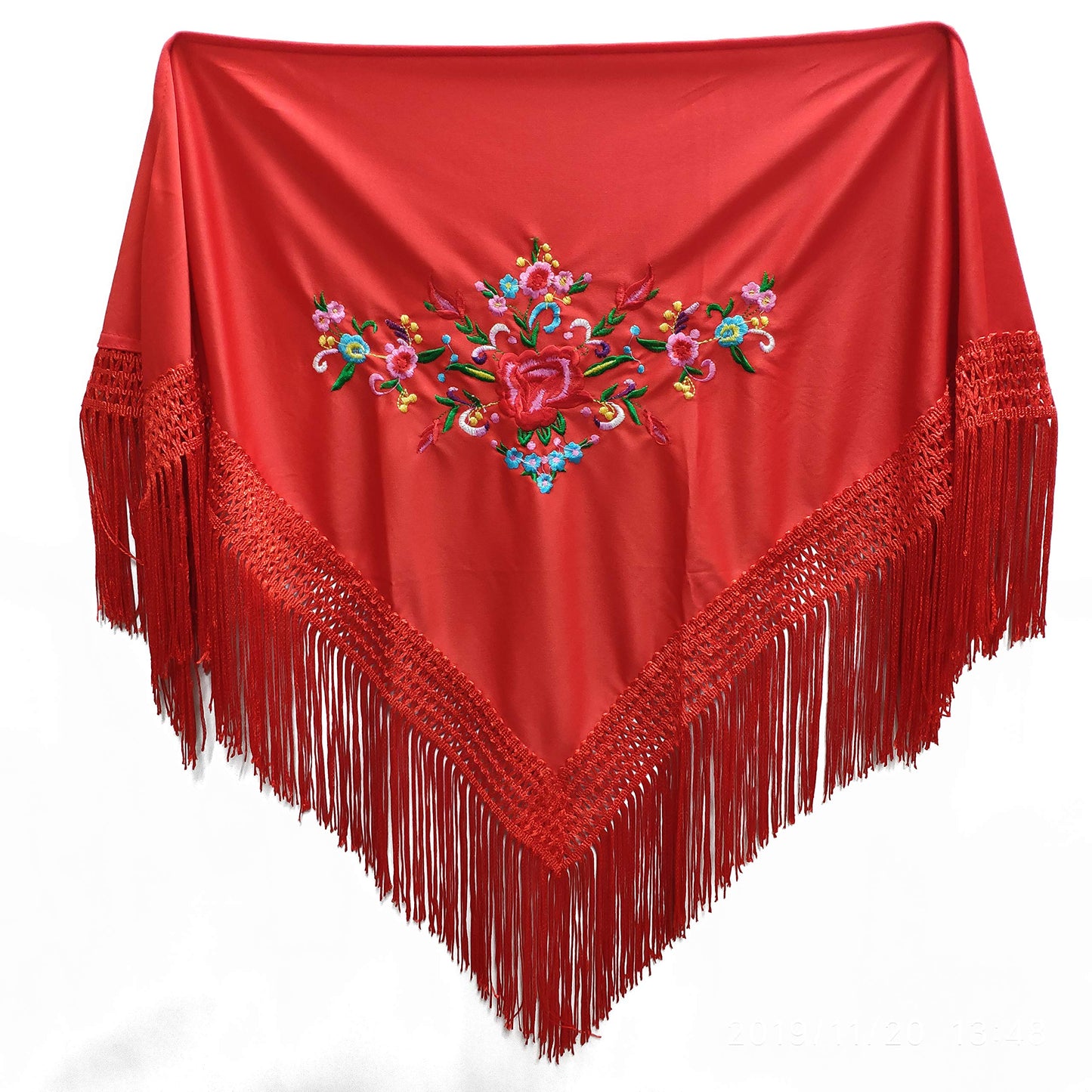 MUNDDY - Embroidered Shawl in Flowers for girl. Sevillana Flamenco Shawls.Shawl for party Red Black Pink White Yellow Blue. Shipping from madrid with monitoring. …