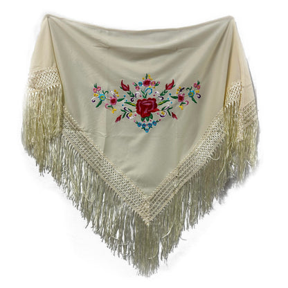 MUNDDY - Embroidered Shawl in Flowers for girl. Sevillana Flamenco Shawls.Shawl for party Red Black Pink White Yellow Blue. Shipping from madrid with monitoring. …