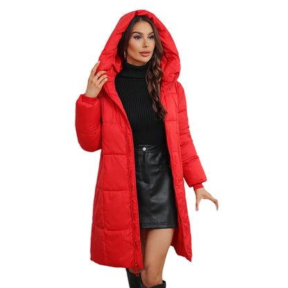 Abrigo largo de invierno para mujer — chaqueta acolchada casual, corte slim, con capucha desmontable, estilo oversize y disponible en tallas grandes hasta 5XL. 🧥❄️