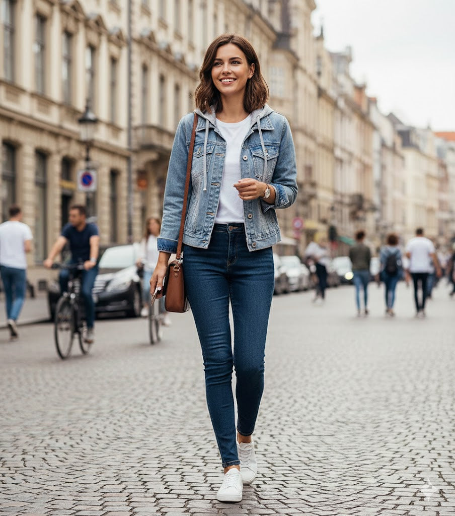 Chaqueta de invierno para mujer estilo chic — abrigo de denim suave y grueso, térmico y disponible en tallas grandes. ❄️🧥