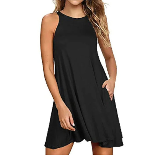 Vestido Feminino de Verão Casual com Bolsos – Estilo T-Shirt