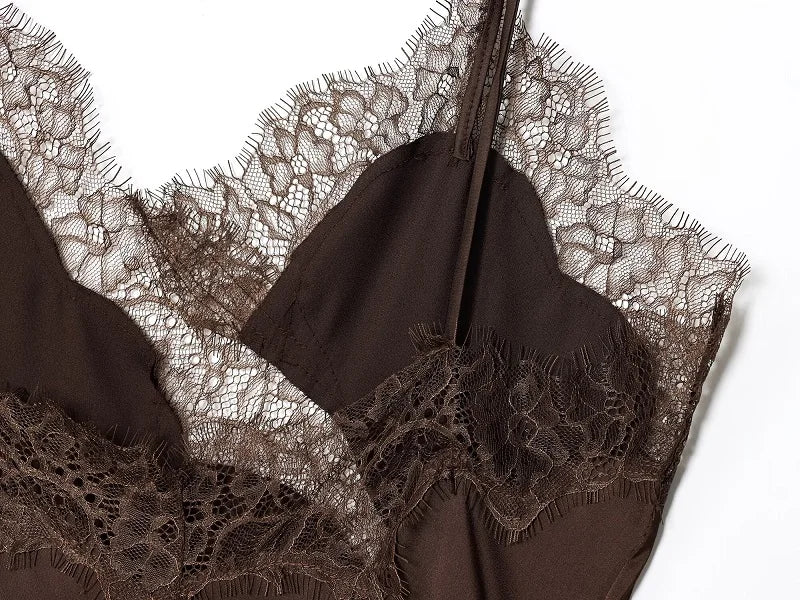 Vestido Mini de Renda e Cetim para Mulher – Estilo Sexy e Festa