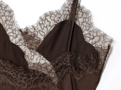 Vestido Mini de Renda e Cetim para Mulher – Estilo Sexy e Festa