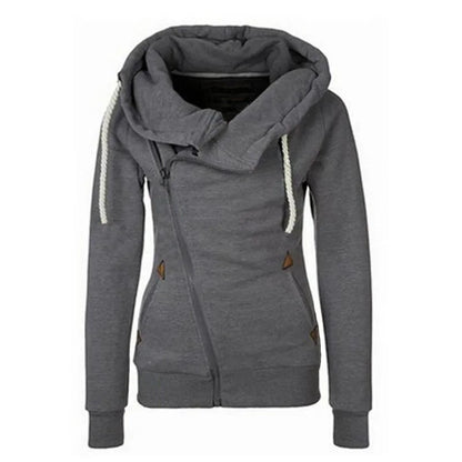 Camisola de desporto com capuz e fecho lateral para mulher