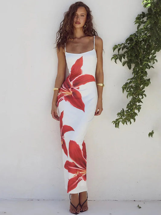 Vestido Largo Mozision con Estampado Floral para Mujer