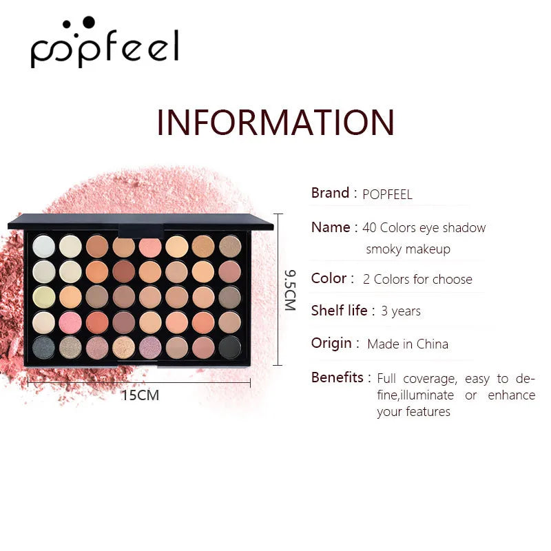 Paleta de Sombras de Ojos POPFEEL de 40 Colores