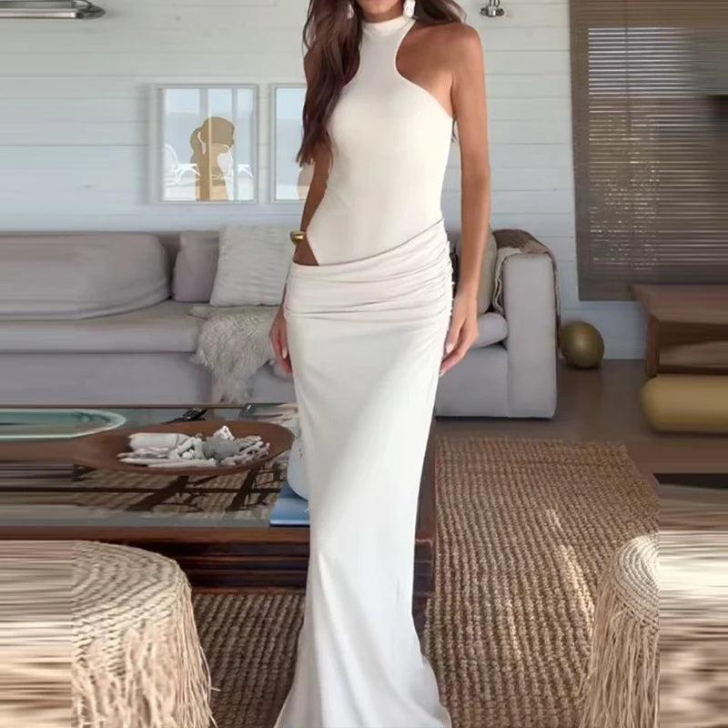 Vestido Largo Elegante de Verano 2025 – Sin Espalda, Ajustado en la Cadera