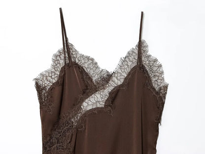 Vestido Mini de Renda e Cetim para Mulher – Estilo Sexy e Festa
