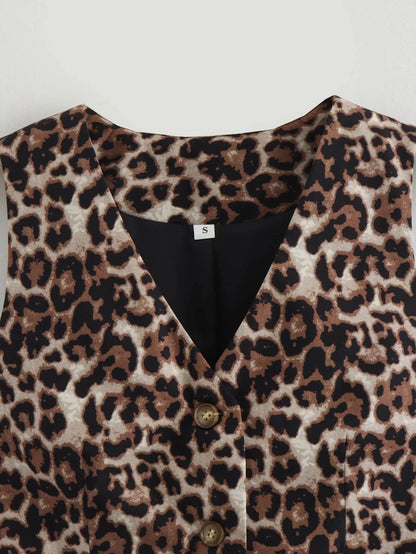 Top sin mangas estampado de Leopardo