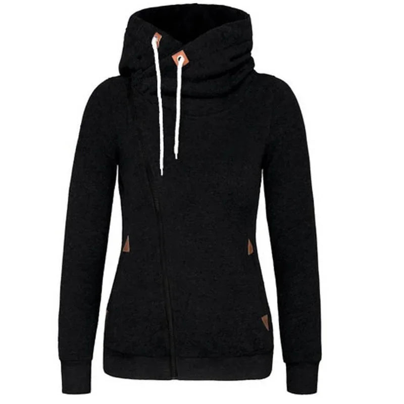 Camisola de desporto com capuz e fecho lateral para mulher