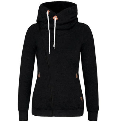 Camisola de desporto com capuz e fecho lateral para mulher