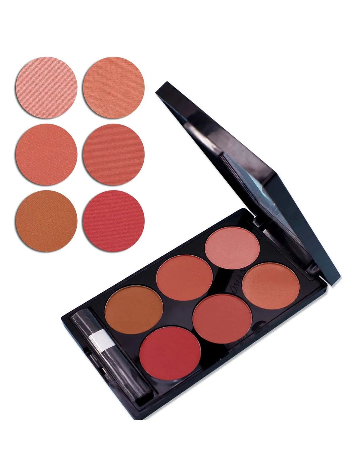 Paleta todo en uno de rubor y contorno de 6 colores, con polvos mate y nacarados