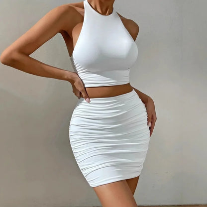 Conjunto de verão novo, sexy, com bolsa ao estilo “hip bag”, sem mangas