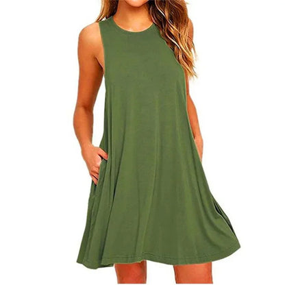 Vestido Feminino de Verão Casual com Bolsos – Estilo T-Shirt