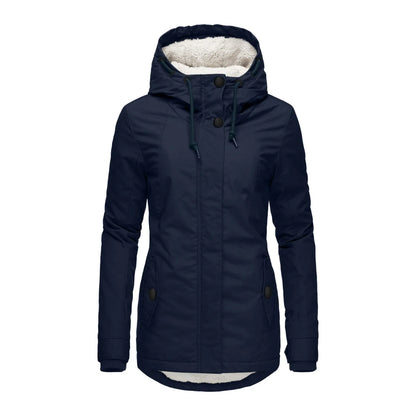 Chaqueta con Capucha y Cremallera para Mujer (Colección 2025/26). Abrigo de Invierno Forrado en Felpa Gruesa, Estilo Parka Casual con Bolsillos
