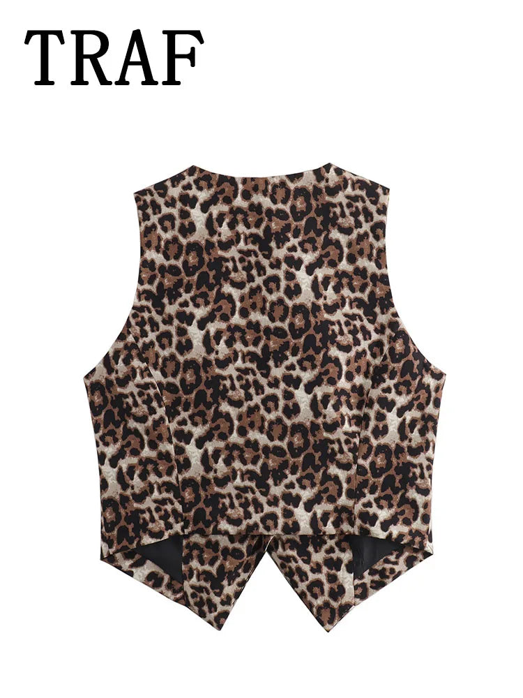 Top sin mangas estampado de Leopardo