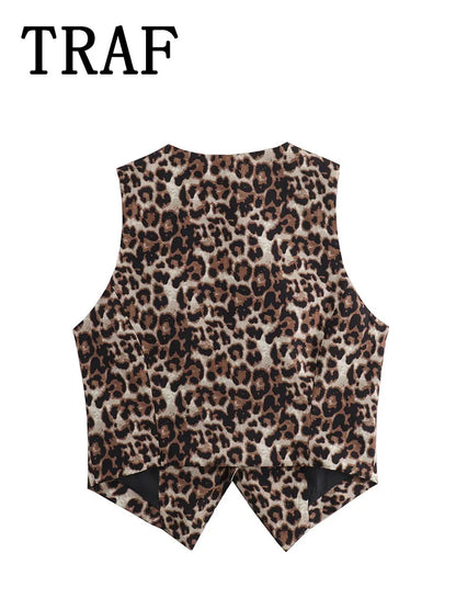 Top sin mangas estampado de Leopardo