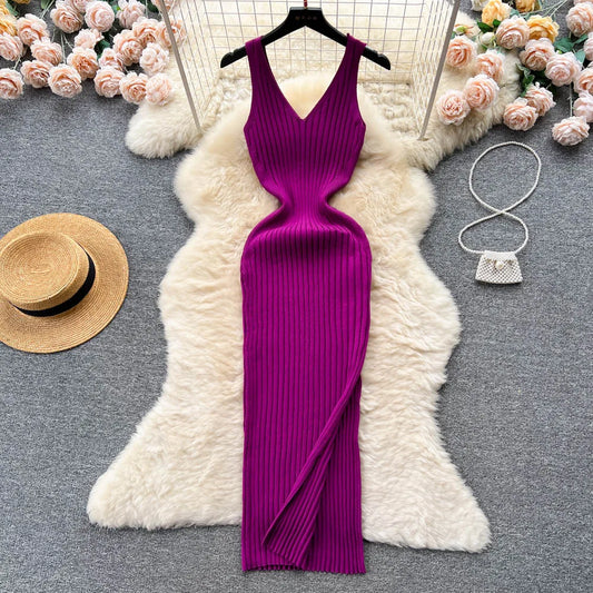 Vestido Abertura y Ajustado a la Cadera