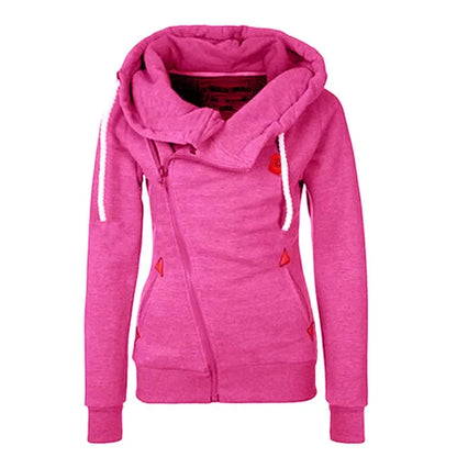Camisola de desporto com capuz e fecho lateral para mulher