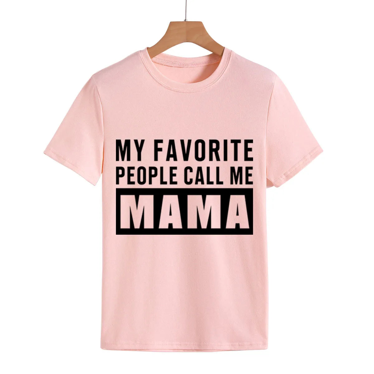 Camiseta con estampado “My Favorite People Call Me Mama”, manga corta, cuello redondo, corte holgado y cómodo, ideal para un look casual y relajado